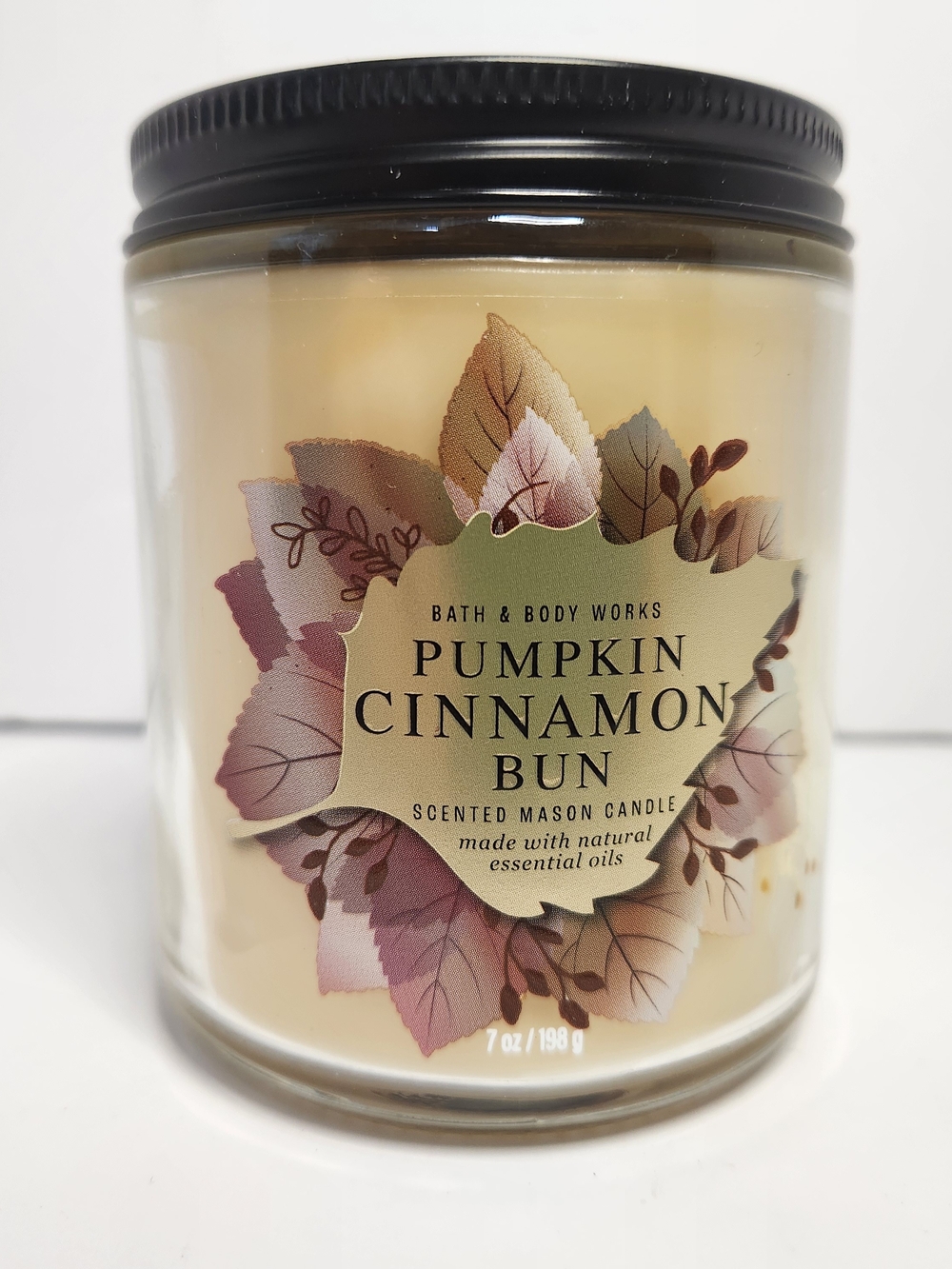 Bath & Body Works Pumpkin Cinnamon Bun Scented Candle - Cream & Black